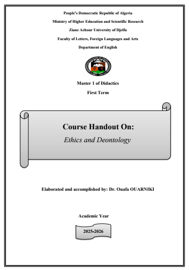 Course Handout Ethics and Deontology