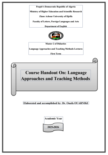 Course Handout On: LanguageApproaches and Teaching Methods